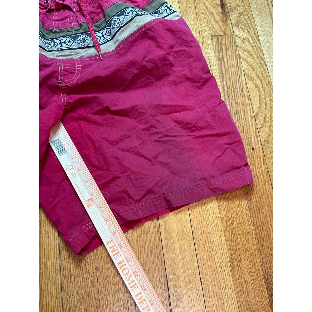 Speedo Swim Trunks Mens XL Red Cargo Pocket Tribal Waist Board Shorts VTG READ - Picture 5 of 8